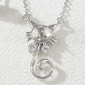 Freshwater Pearl Cat Pendant Necklace And Earing Sets