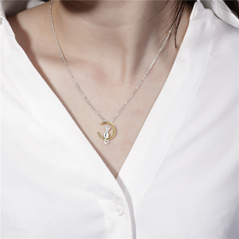Pet Charm Moon Cat Choker Pendant Necklace