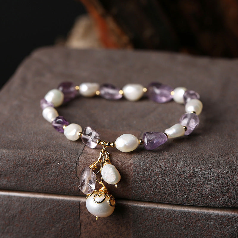 Original Natural Freshwater Pearl Shaped Amethyst Bracelet