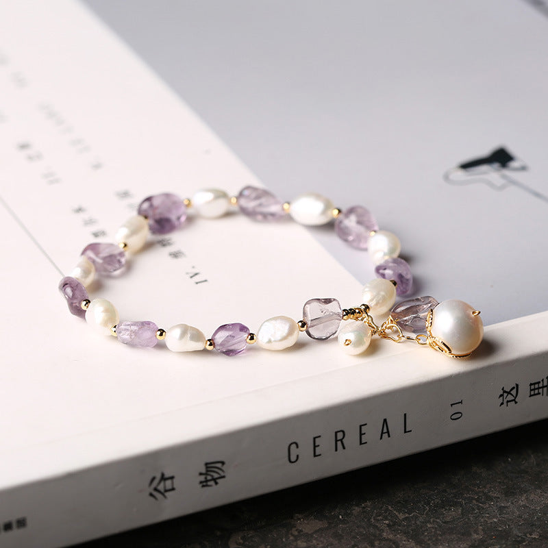 Original Natural Freshwater Pearl Shaped Amethyst Bracelet