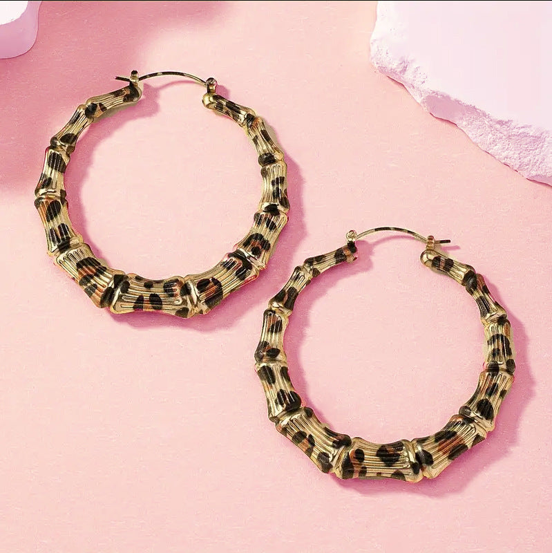 Leopard Print Hoop Earrings