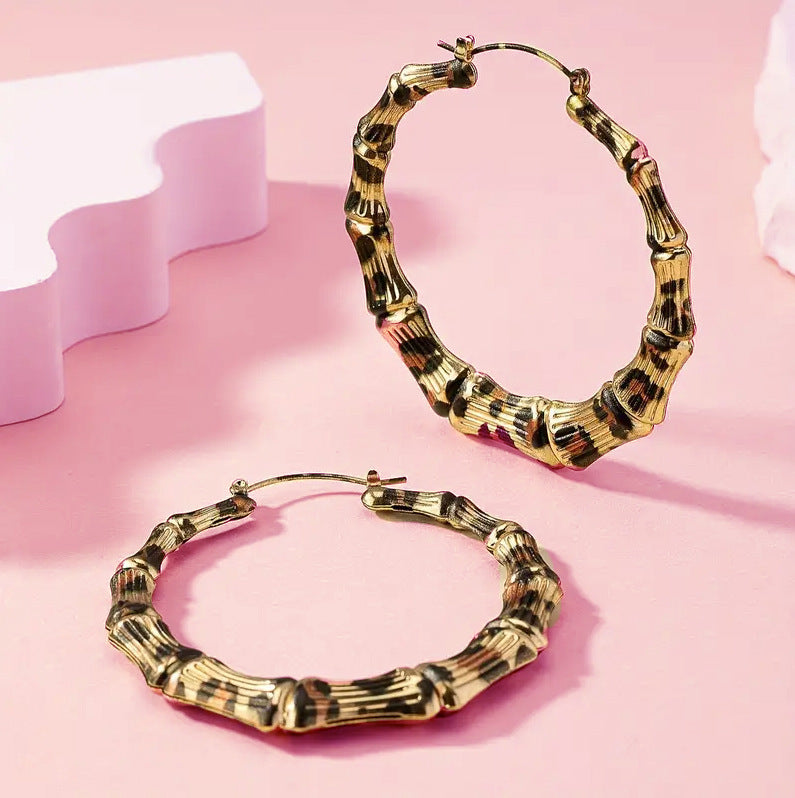 Leopard Print Hoop Earrings
