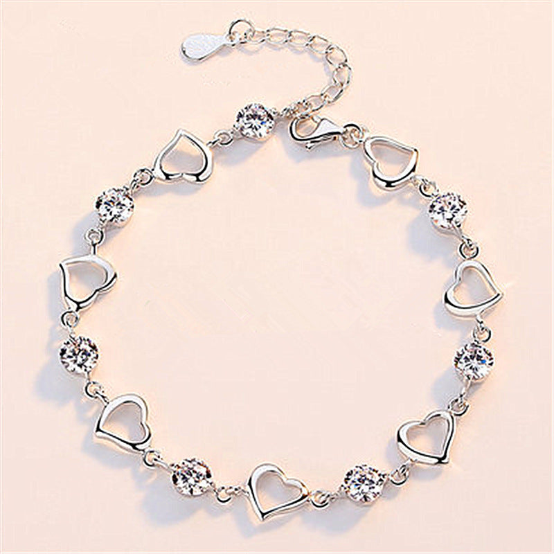 Simple  Heart White Diamond Bracelet