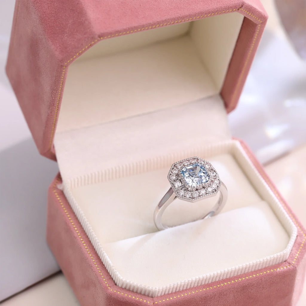 2CT ASSCHER BLUE SAPPHIRE RING