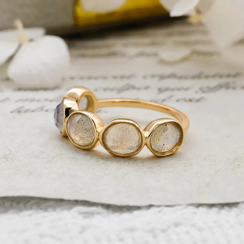 NATURAL LABRADORITE GOLD RING