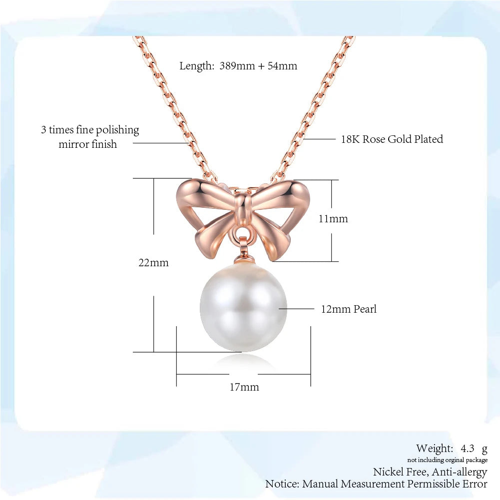 BOW PEARL PENDANT NECKLACE