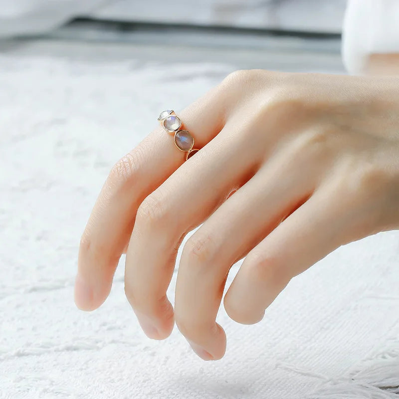 NATURAL LABRADORITE GOLD RING