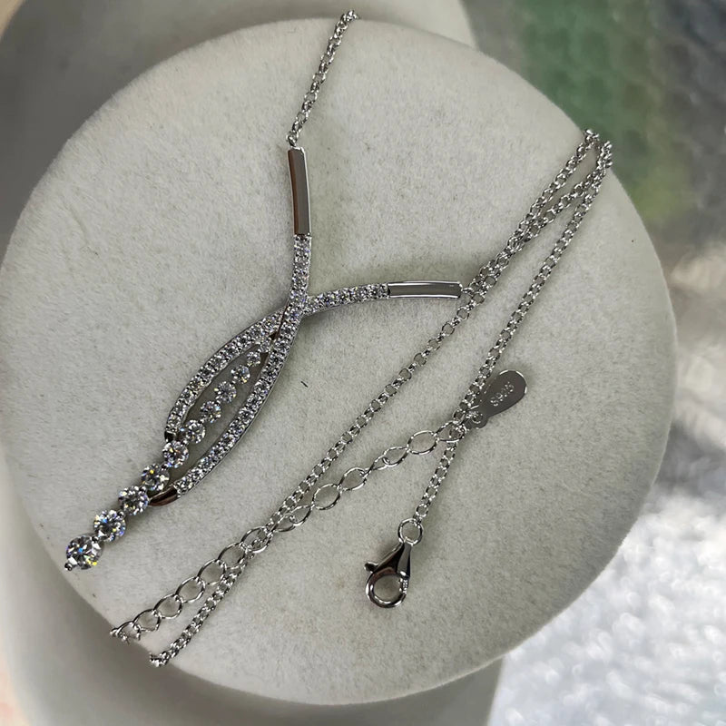 MOISSANITE CROSS SILVER NECKLACE