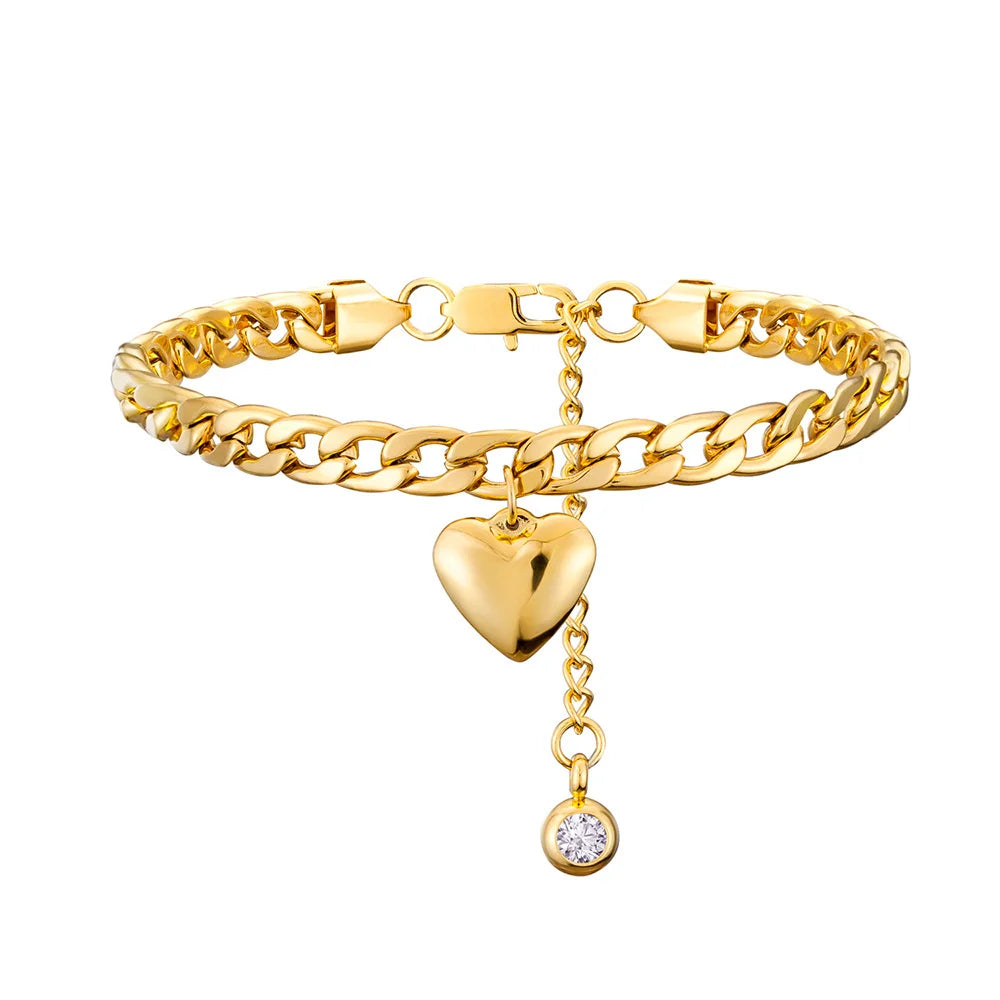 Silver Heart Anklet