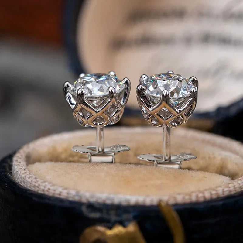 MOISSANITE GOLD STUD EARRINGS