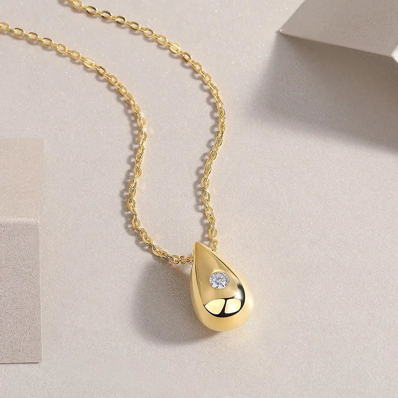 Gold-Tone Teardrop Pendant Necklace
