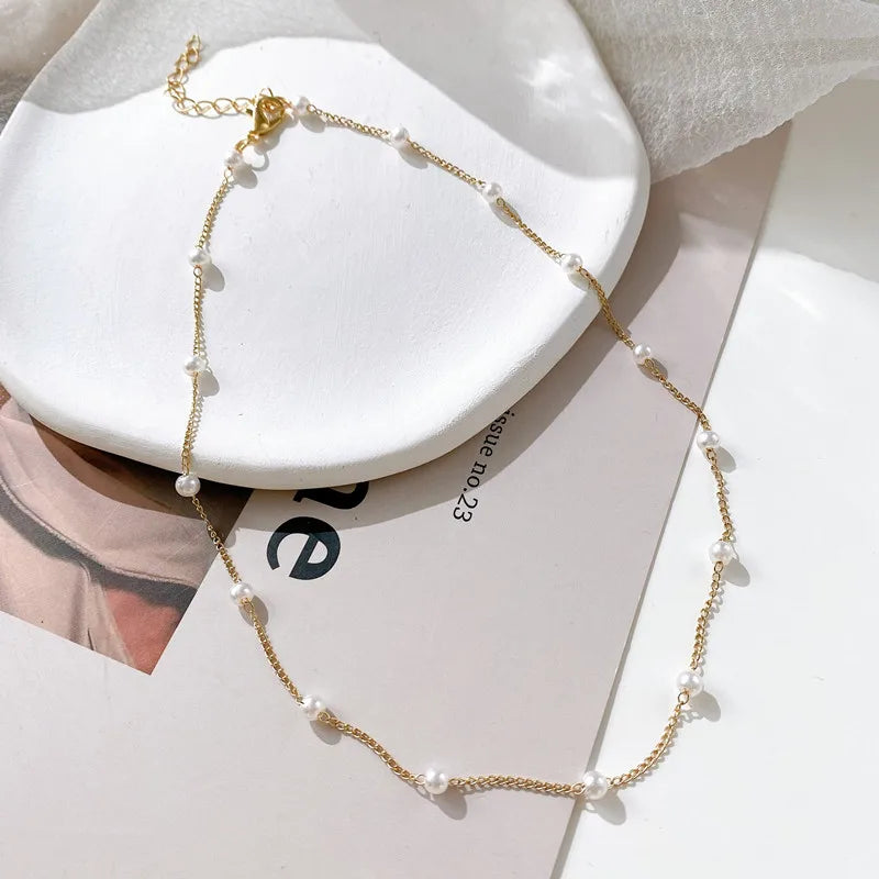 KPOP PEARL CHOKER NECKLACE