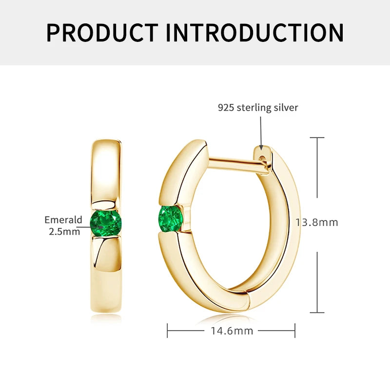 EMERALD GOLD HOOP EARRINGS