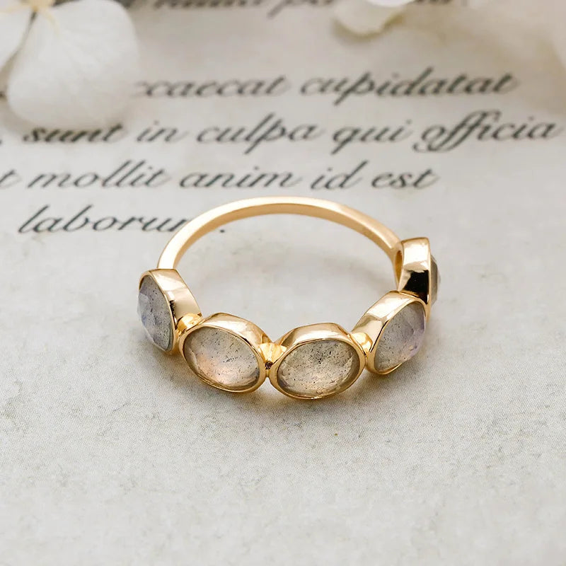 NATURAL LABRADORITE GOLD RING