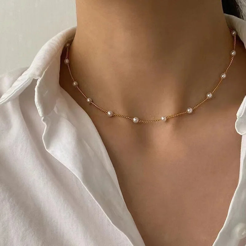 KPOP PEARL CHOKER NECKLACE
