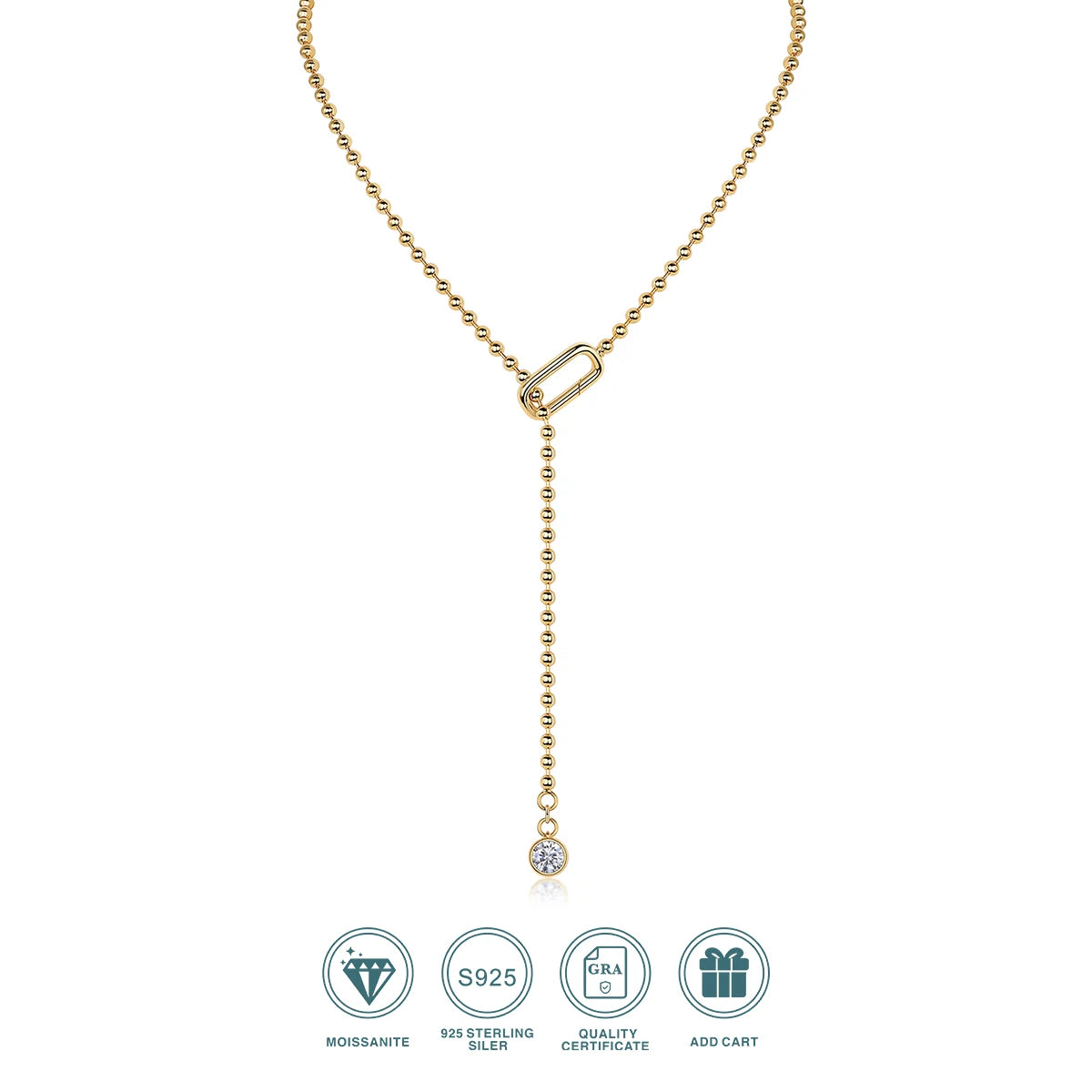 S925 Gold Plated Y Necklace