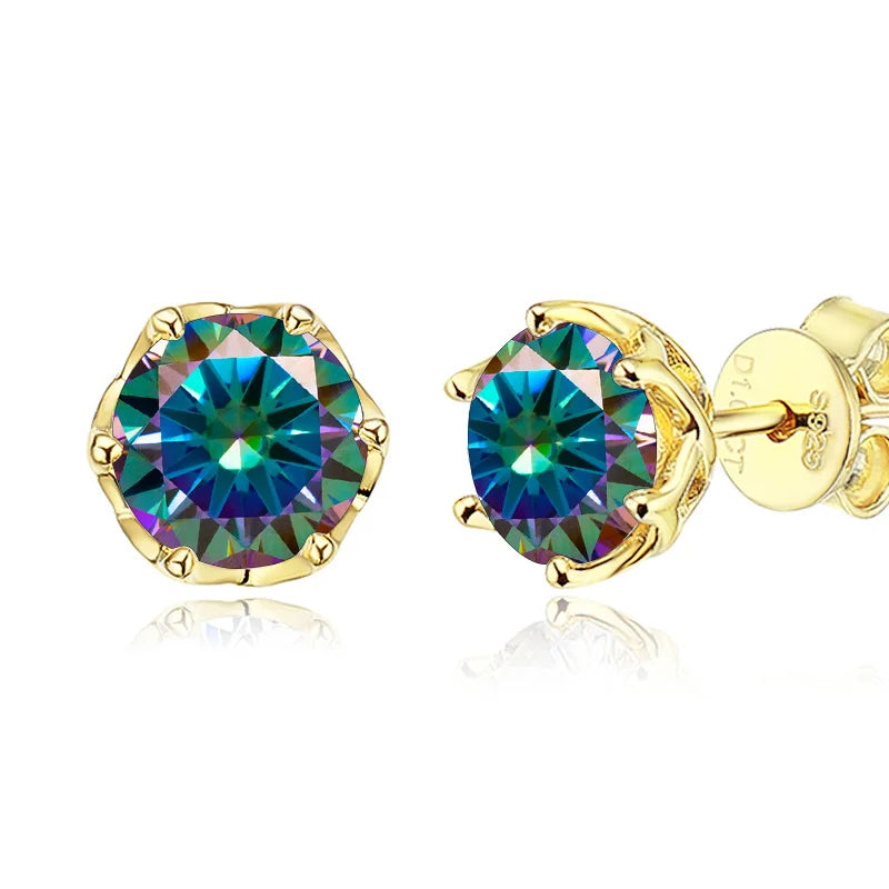 MOISSANITE GOLD STUD EARRINGS