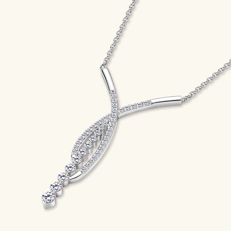 MOISSANITE CROSS SILVER NECKLACE