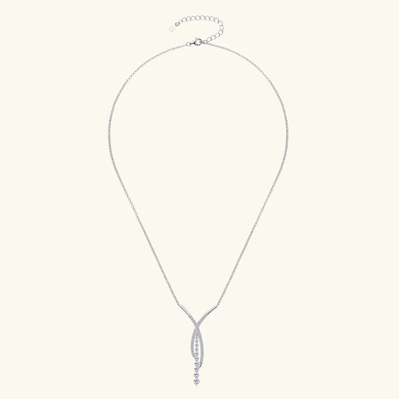 MOISSANITE CROSS SILVER NECKLACE