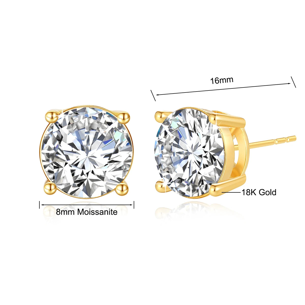 18K GOLD MOISSANITE EARRINGS