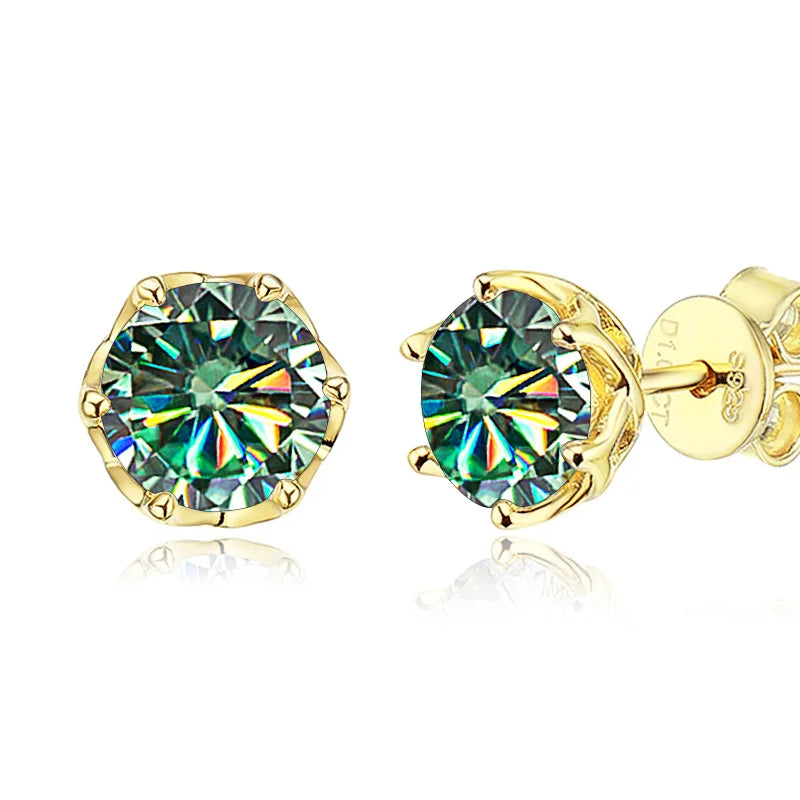 MOISSANITE GOLD STUD EARRINGS