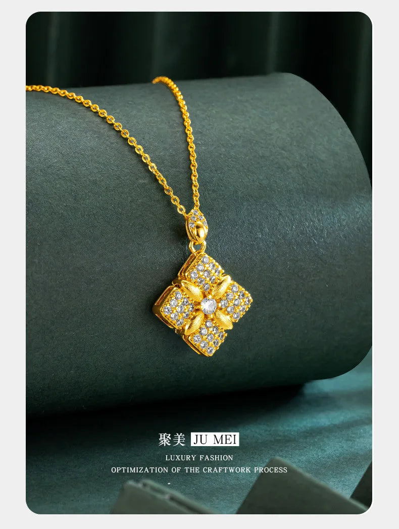 24K Gold Four Leaf Flower Necklace
