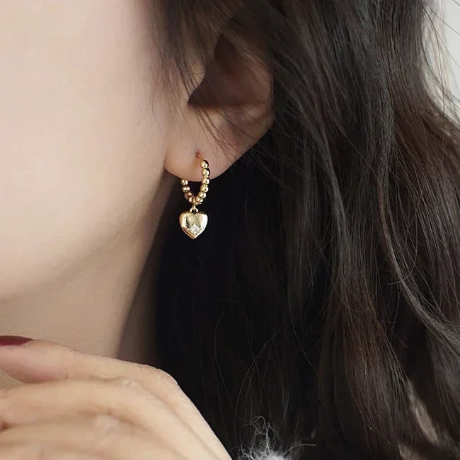 925 SILVER HEART HOOP EARRINGS