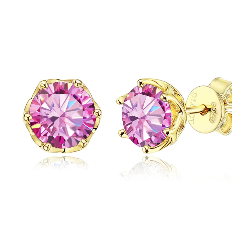 MOISSANITE GOLD STUD EARRINGS