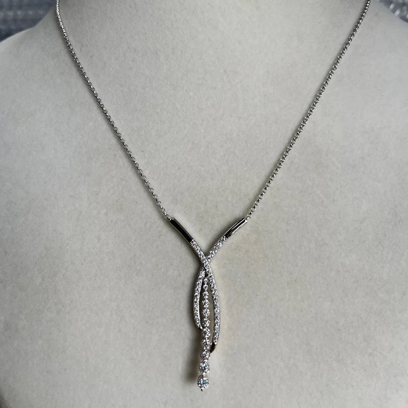 MOISSANITE CROSS SILVER NECKLACE