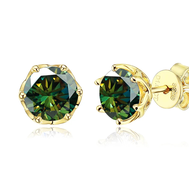 MOISSANITE GOLD STUD EARRINGS