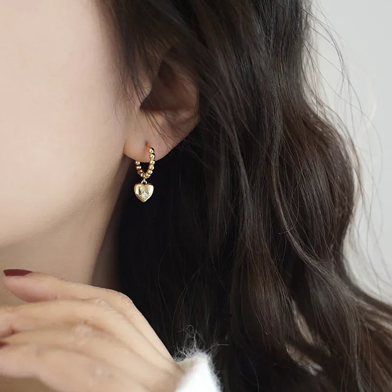 925 SILVER HEART HOOP EARRINGS