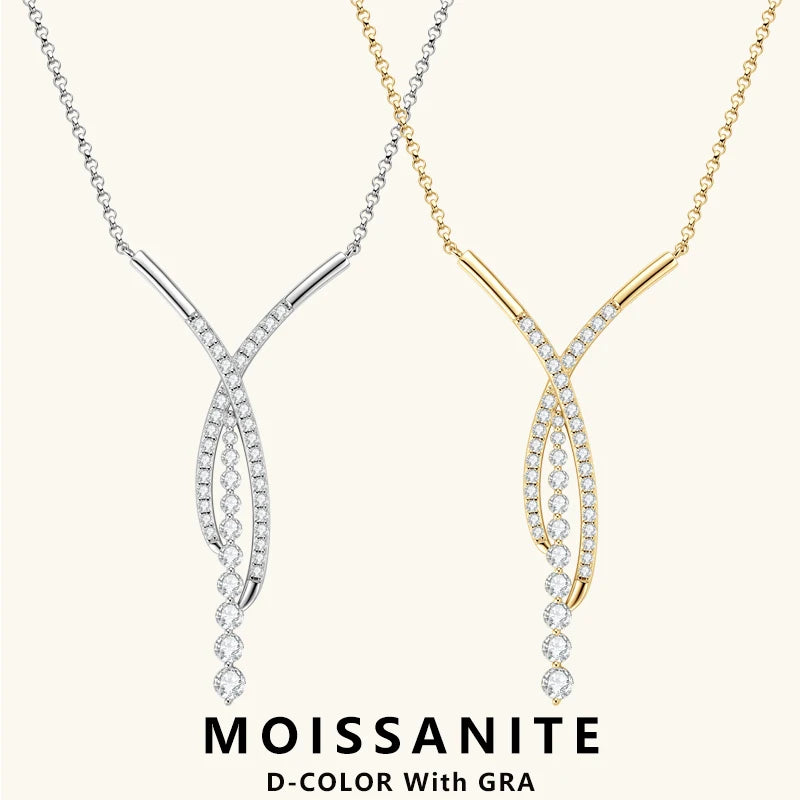 MOISSANITE CROSS SILVER NECKLACE