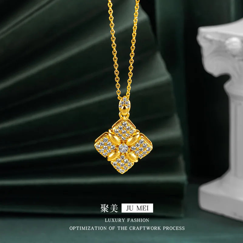 24K Gold Four Leaf Flower Necklace