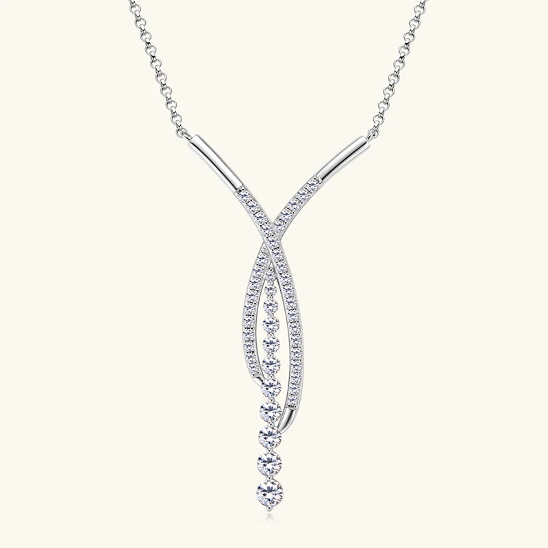 MOISSANITE CROSS SILVER NECKLACE