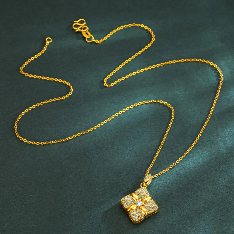 24K Gold Four Leaf Flower Necklace