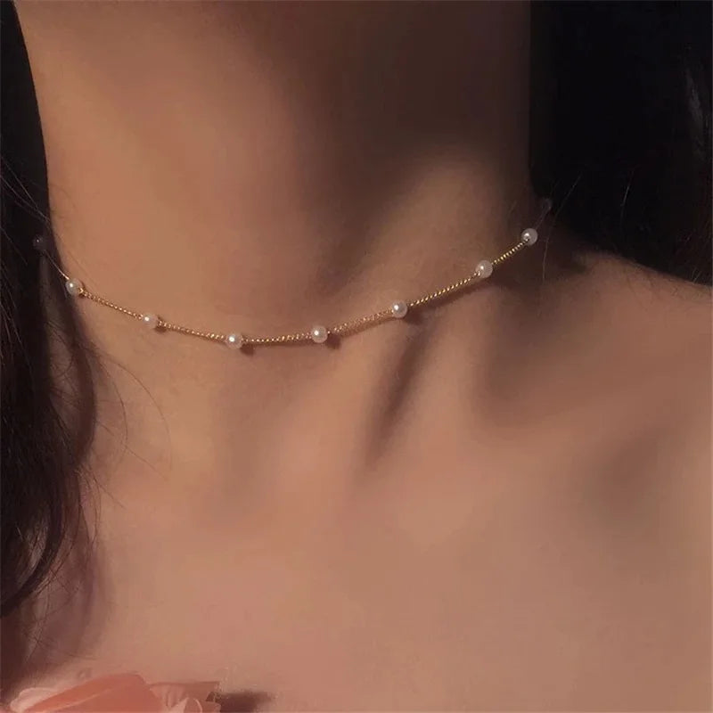 KPOP PEARL CHOKER NECKLACE