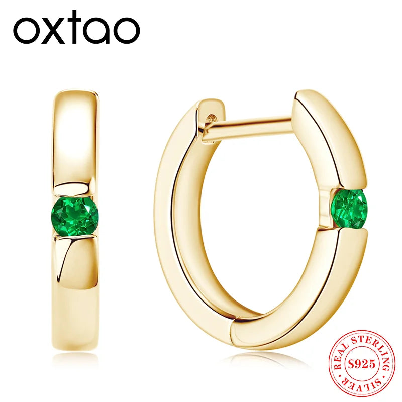 EMERALD GOLD HOOP EARRINGS