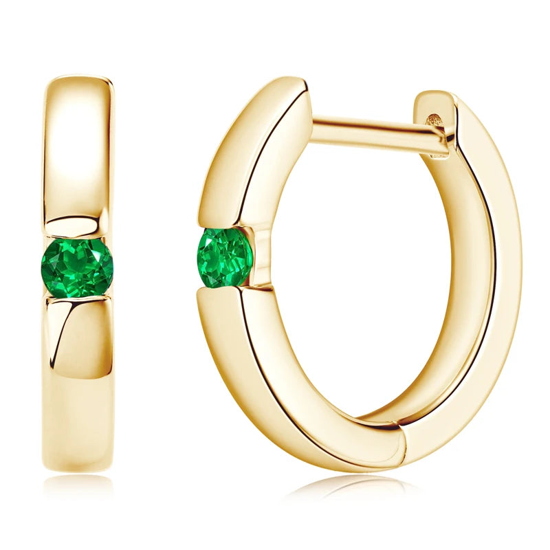 EMERALD GOLD HOOP EARRINGS