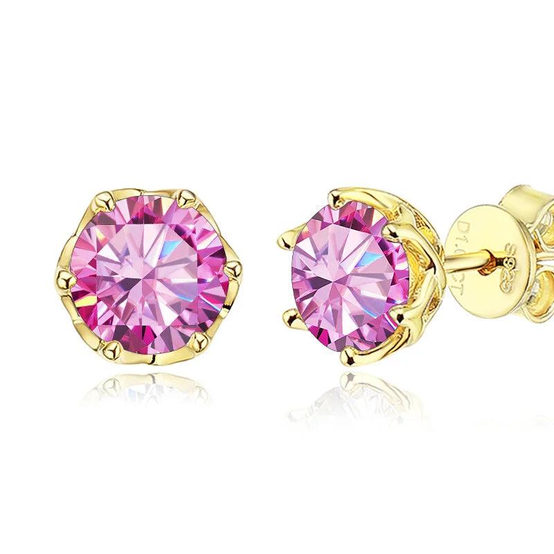 MOISSANITE GOLD STUD EARRINGS