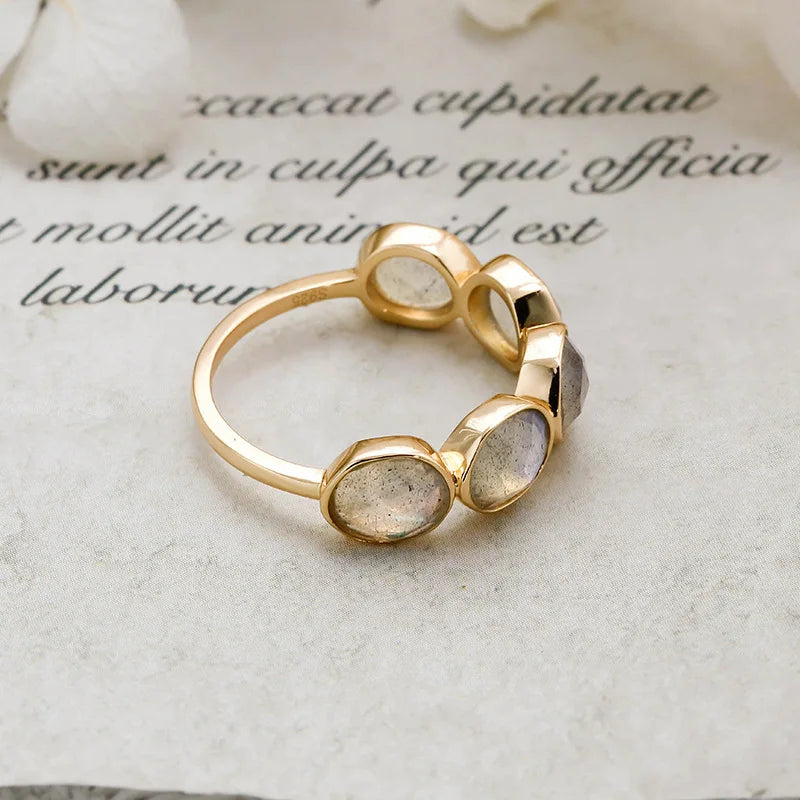 NATURAL LABRADORITE GOLD RING