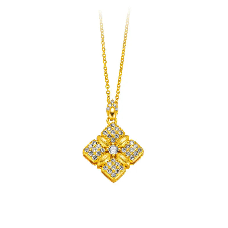 24K Gold Four Leaf Flower Necklace
