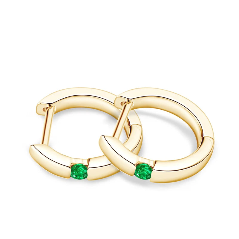 EMERALD GOLD HOOP EARRINGS