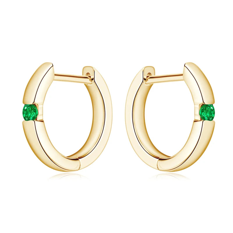 EMERALD GOLD HOOP EARRINGS