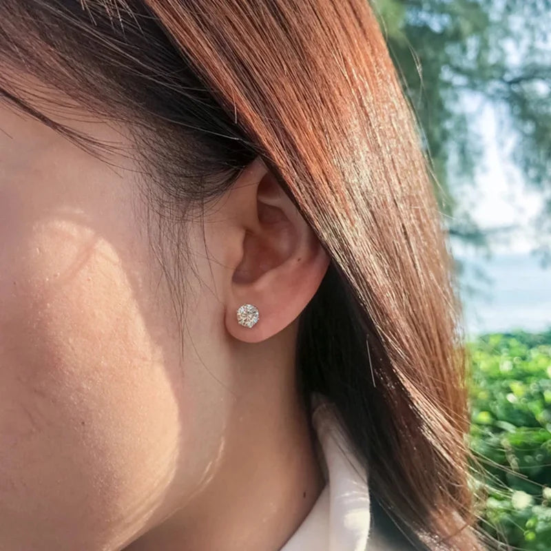 MOISSANITE GOLD STUD EARRINGS