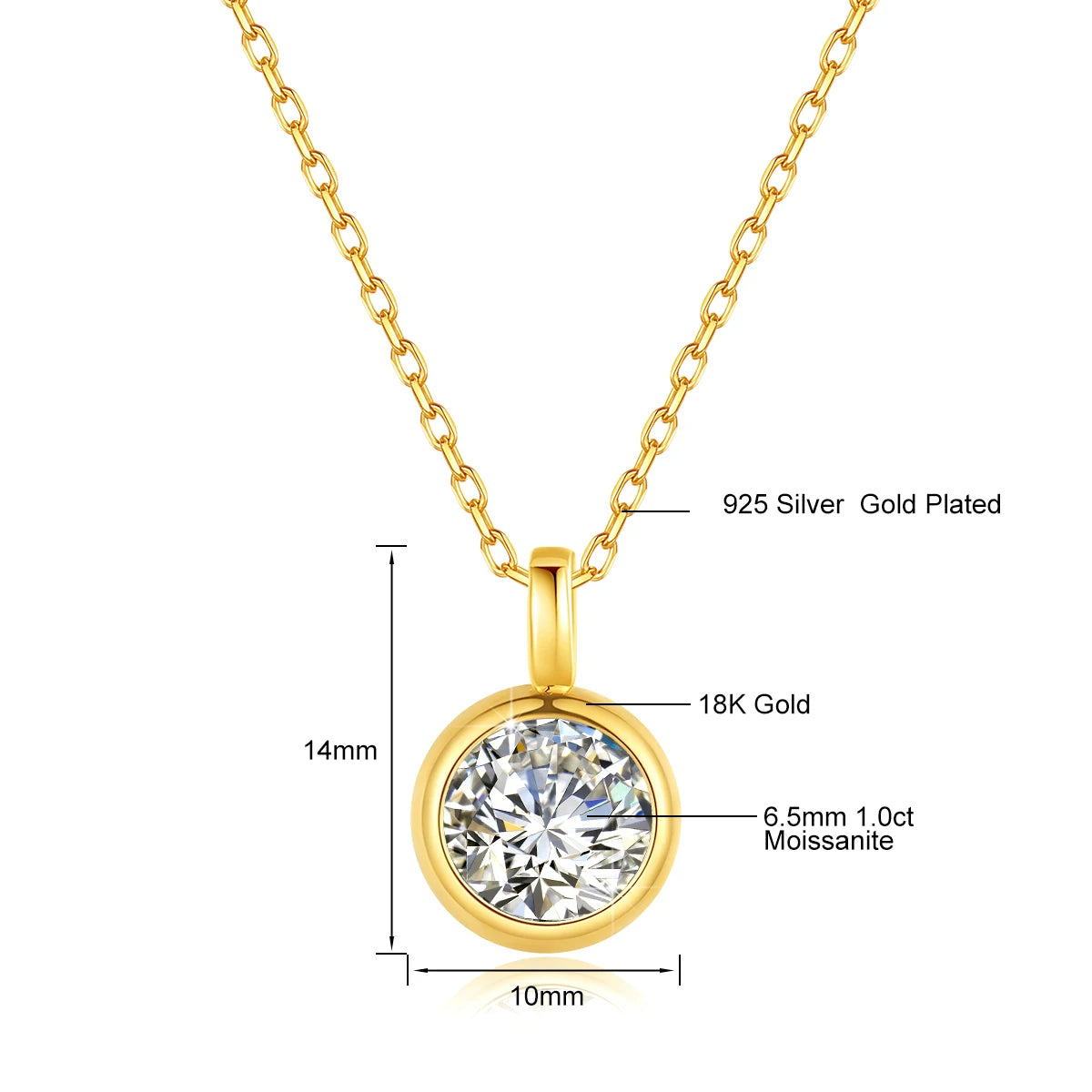 18K GOLD MOISSANITE NECKLACE