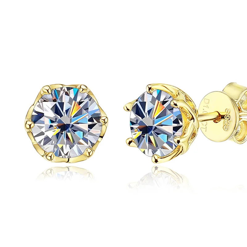 MOISSANITE GOLD STUD EARRINGS