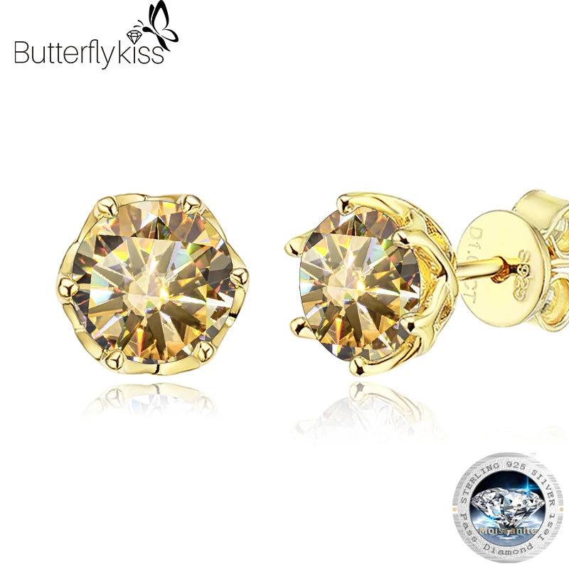 MOISSANITE GOLD STUD EARRINGS