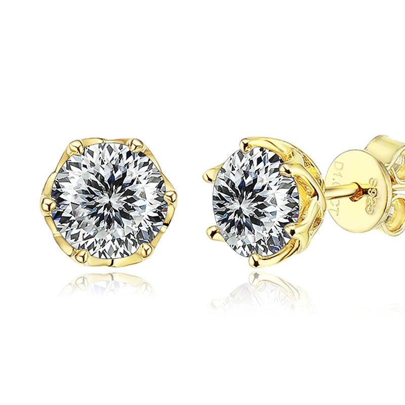 MOISSANITE GOLD STUD EARRINGS