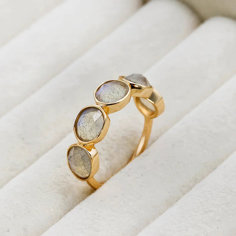 NATURAL LABRADORITE GOLD RING