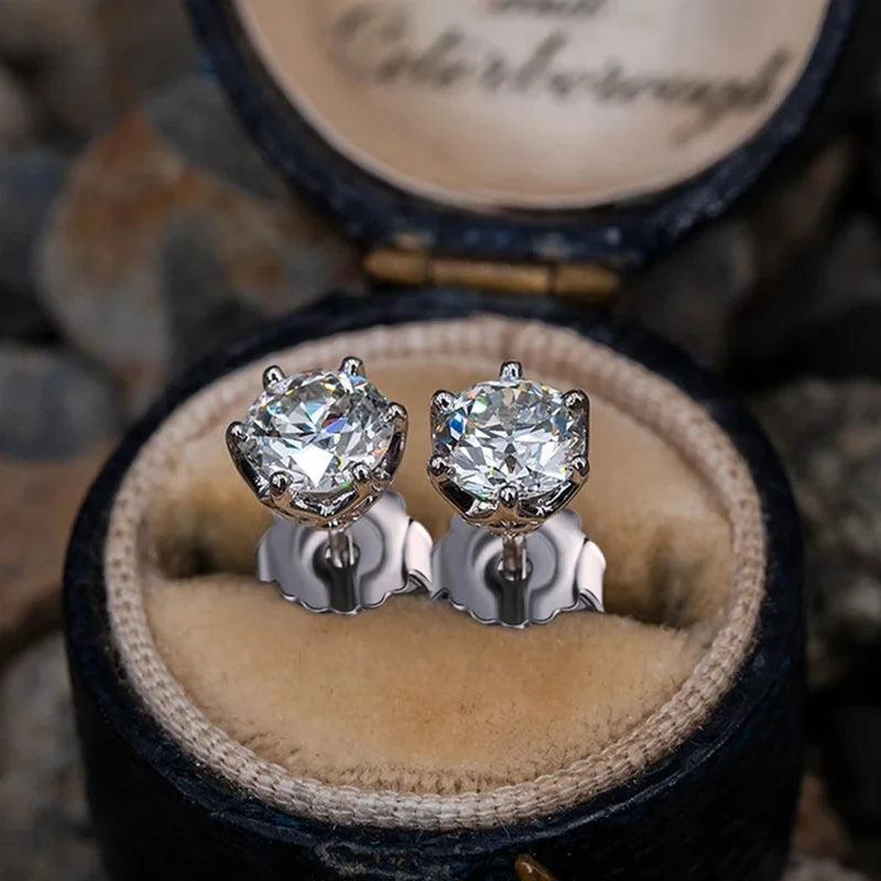 MOISSANITE GOLD STUD EARRINGS
